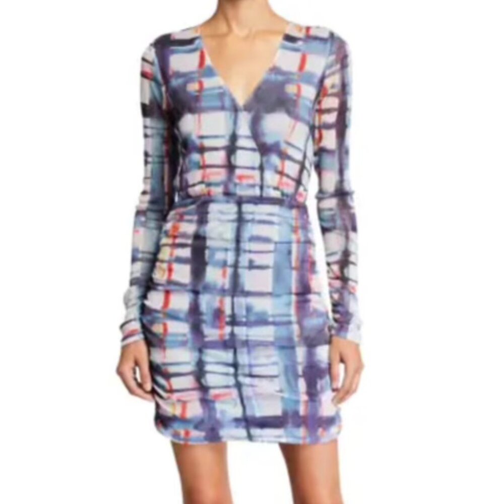 Parker Mildura Ruched Printed Mini Dress Size 2 (MSRP $288)